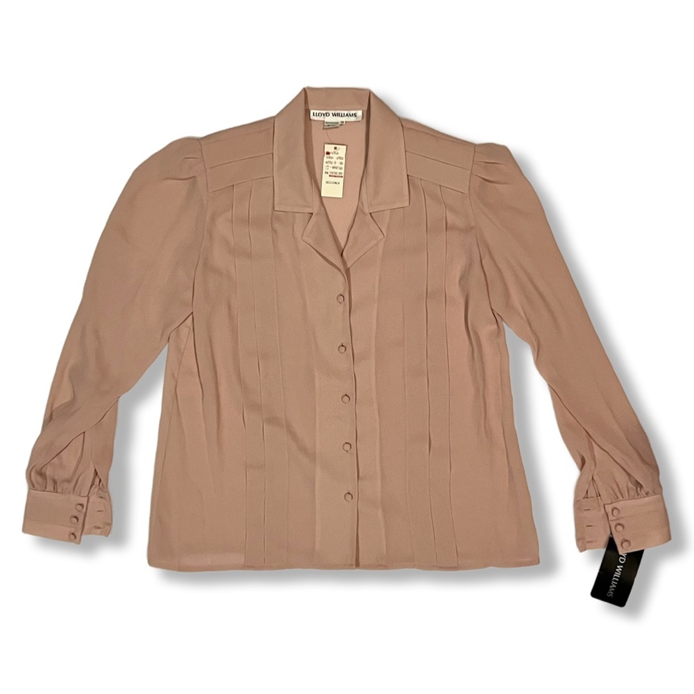 Vintage 80’s Lloyd Williams Blouse Rose Pink Pleats Size 10 [NWT/Never Worn]